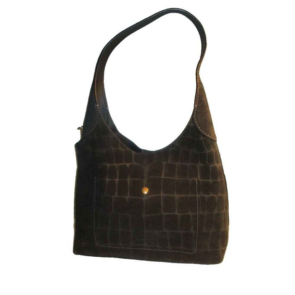 *Coach Black Croc-Embossed Suede Hobo Shoulder Bag - NWT - Picture 5 of 11